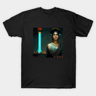 Athena In A Cyberpunk World Ancient Greek Goddess T-Shirt